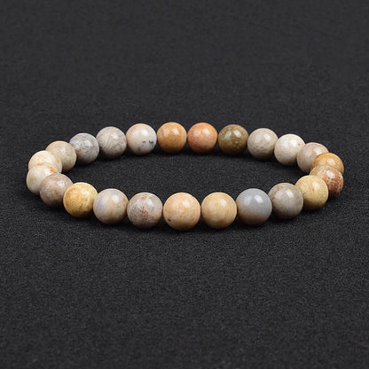 Genuine natural stone bracelet: Apatite, Lapis Lazuli, Agate, Crystal, Tiger's Eye. High-quality gemstone bead bracelet. Men's jewelry bangle.