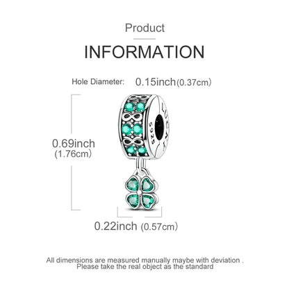 925er Sterlingsilber, grüne Charms, Perlen, vierblättriges Kleeblatt, baumelnd, für Frauen und Mädchen, Original-Armband, DIY-Schmuck, Geschenke