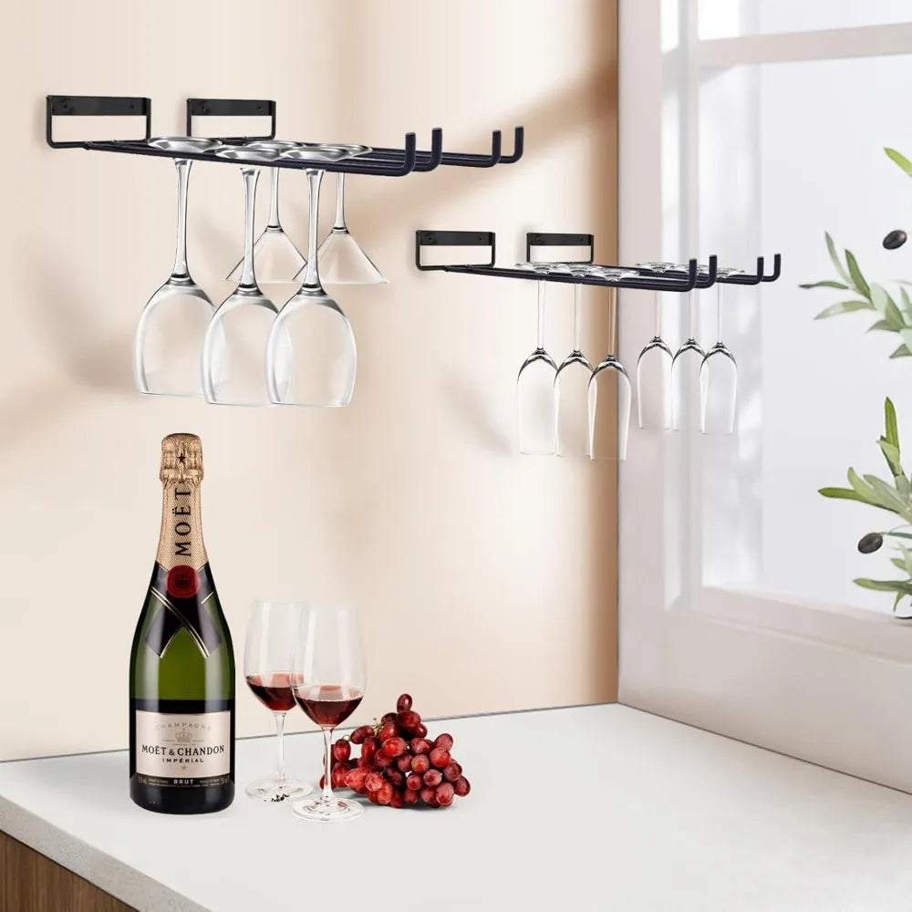11,8 Zoll Weinglasregal aus Stielglas, an der Wand montierbar, Weinglashalter aus Schmiedeeisen, schwarzes Metall für die Dekoration von Küchenbar