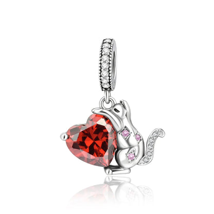 Rote Serie 925er Sterlingsilber, Koi-Herz, Pilz, Feuerwerkskörper, Kaffeemaschine, Charm, passend für DIY-Armbänder, Halsketten, exquisite lustige Geschenke