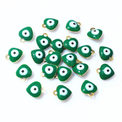 20 Stück 9x8mm Emaille Böse Augen Herz-Anhänger Edelstahl DIY Schmuck Making Zubehör Erkenntnisse Armband Ohrringe