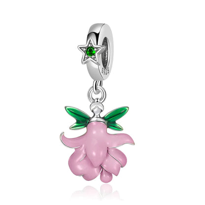 Charm-Anhänger aus 925er-Sterlingsilber mit Oktopusperlen und Stammbaum und Herz, passend für Schlangenarmband, Boutique-Halskette, rosa Anhänger, Geschenk