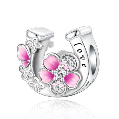 Charm-Anhänger aus 925er-Sterlingsilber mit Oktopusperlen und Stammbaum und Herz, passend für Schlangenarmband, Boutique-Halskette, rosa Anhänger, Geschenk