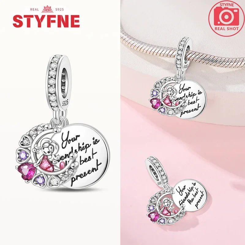 Silber S925 Schwestern Serie Rosa Herz Charme Für Immer Liebe Perlen Fit Original Armband Diy Edlen Schmuck Geschenke für Frauen