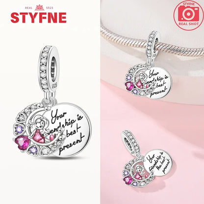 Silber S925 Schwestern Serie Rosa Herz Charme Für Immer Liebe Perlen Fit Original Armband Diy Edlen Schmuck Geschenke für Frauen