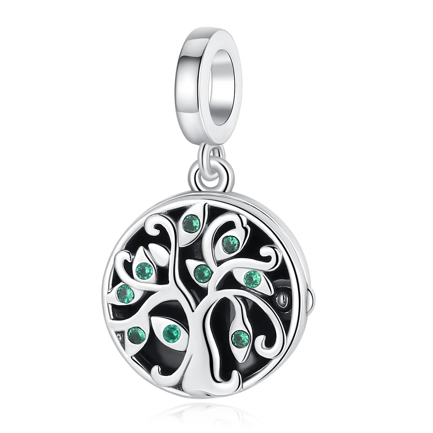 Wunderschöner Charm-Anhänger aus 925er-Sterlingsilber mit grünem Baum des Lebens, passend für DIY-Armband-Halskette. Ein Geschenk der Erlösung, das den Weg führt