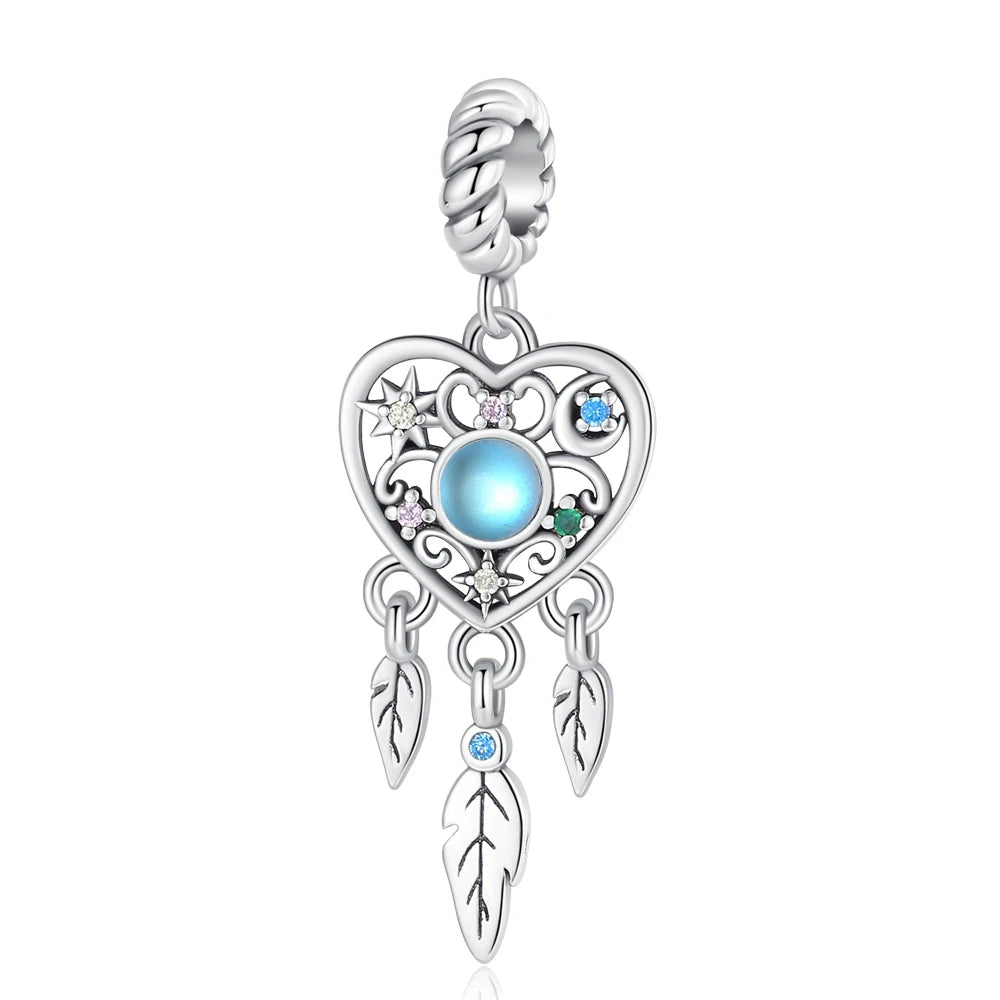 Blaue Serie 925 Sterling Silber Eidechsen-Herz Roboter Kaffee Mit Blumen Charms Passend für DIY Armband Halskette Casual Party Geschenke