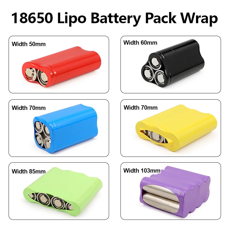 10M 18650 Lithium-Batterie-Schrumpfschlauch, Breite 17mm ~ 130mm, PVC-Wärmeschrumpfschlauch, Batteriepack-Isolierung, Kabelschutz, Schlauchfolie