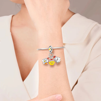 Frohe Weihnachten-Charm aus 925er-Sterlingsilber, Kiefernbaum, Weihnachtsmann, Schneehaus, passend für DIY-Armbänder, Halsketten, Urlaubs- und saisonale Geschenke