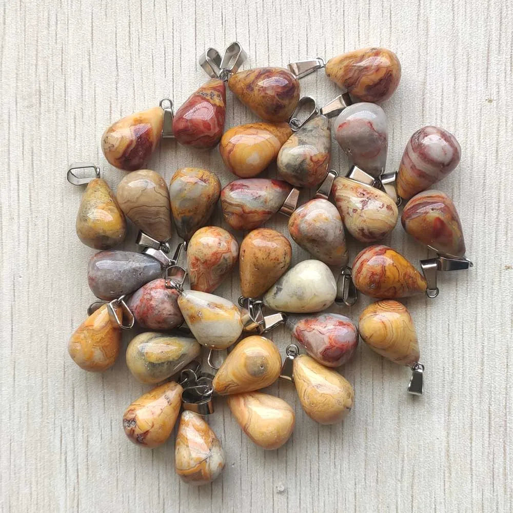 Mode verschiedene gemischte Naturstein Wassertropfen Anhänger Charms DIY Halsketten Schmuck Zubehör machen 50 teile/los Großhandel