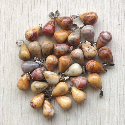 Mode verschiedene gemischte Naturstein Wassertropfen Anhänger Charms DIY Halsketten Schmuck Zubehör machen 50 teile/los Großhandel