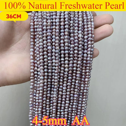 4-5mm AA Hochwertige Natürliche Süßwasserperle Punch Lose Weiß Lila Perle für DIY Elegante Halskette Armband Schmuckherstellung