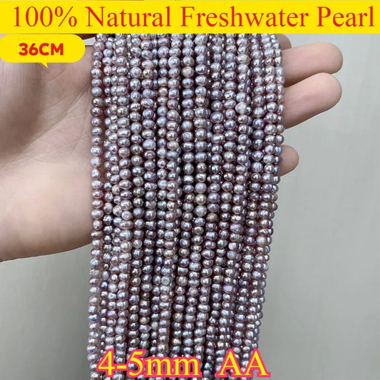 4-5mm AA Hochwertige Natürliche Süßwasserperle Punch Lose Weiß Lila Perle für DIY Elegante Halskette Armband Schmuckherstellung