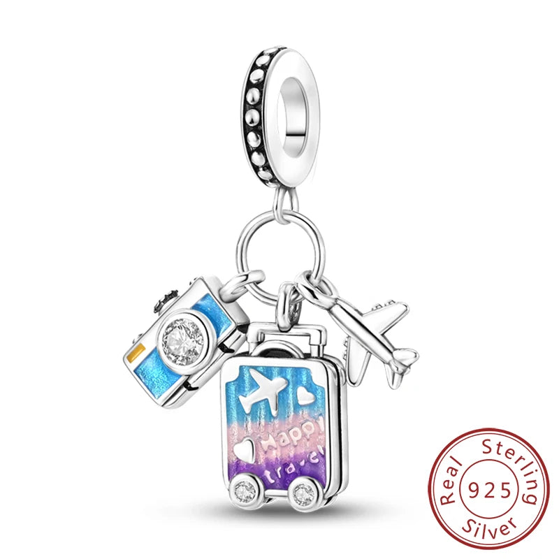 Original-Charms für den Abschluss, Perlen-Anhänger, 925er-Sterlingsilber, Bachelor-Hut, Kappen-Charms, passend für Armbänder, DIY-Zeremonie, Schmuck, Geschenk