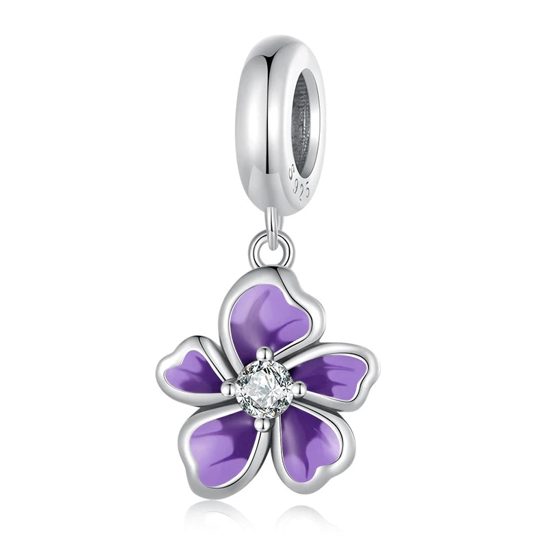 WOSTU Mode Frühjahr Serie Charms Perlen Echt 925 Sterling Silber Blume Vogel Pendent Fit Original-DIY Armband Halskette Schmuck