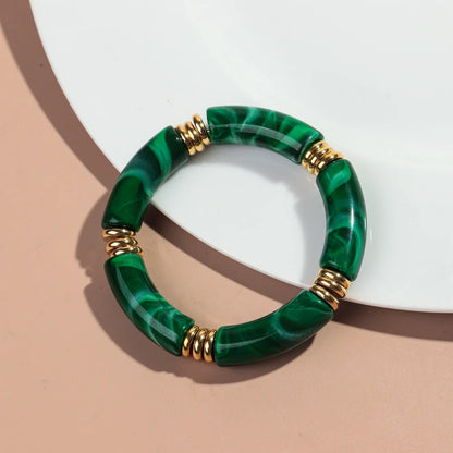 Vintage Chunky Bamboo Elbow Acrylic Bracelets for Women Men Rock Punk Stretch Large Curved Tube Stacking Bangle Couple Jewelry Gifts
