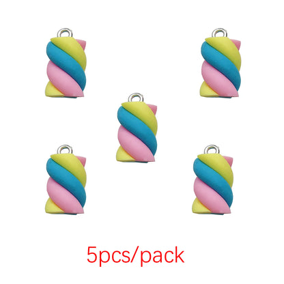 5/10 stücke Bunte Simulation Marshmallow Charms Harz Candy Anhänger für DIY Armbänder Halsketten Ohrringe Schmuck Machen Accessori