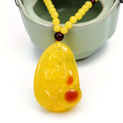 1PC Mode Charme Blut Bernstein Bernstein Tropfen Anhänger Halskette Frau Mann Natürliche Baltischen Roten Bernstein Halskette Schmuck Geschenk Bijoux