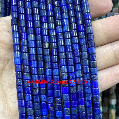 Natürliche Lapislazuli Runde Rohr Facettierte Lose Spacer Stein Perlen Für Schmuck Machen DIY Handgemachte Armbänder Halskette Zubehör