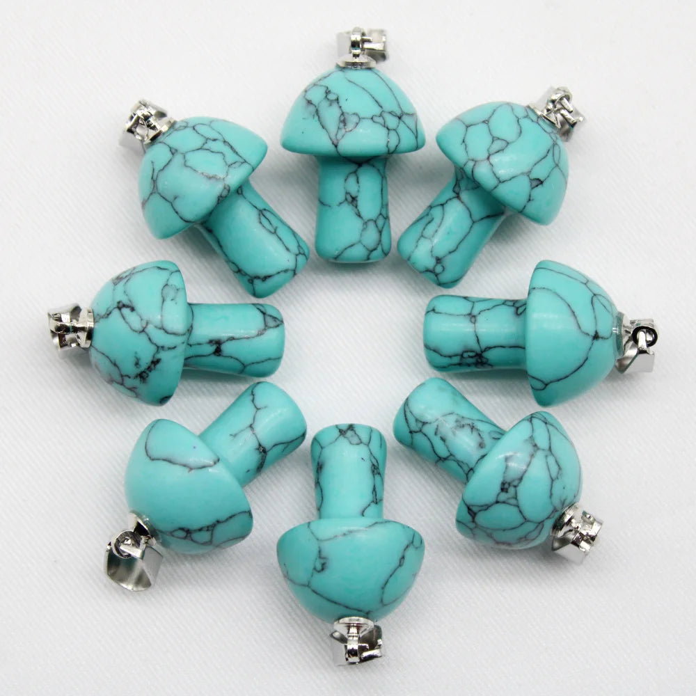 15 stücke Natürliche Stein Anhänger Quarz Kristall Amethyst Achate Aventurin Pilz Stein Anhänger für DIY Machen Zubehör