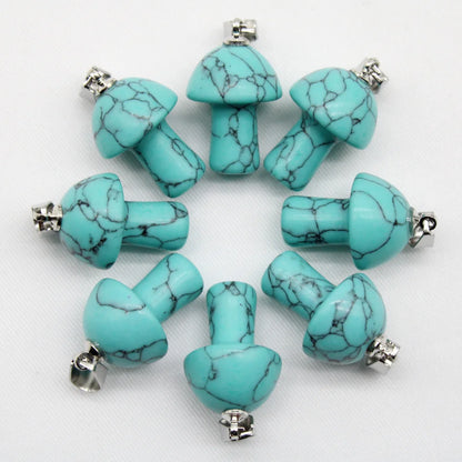 15 stücke Natürliche Stein Anhänger Quarz Kristall Amethyst Achate Aventurin Pilz Stein Anhänger für DIY Machen Zubehör