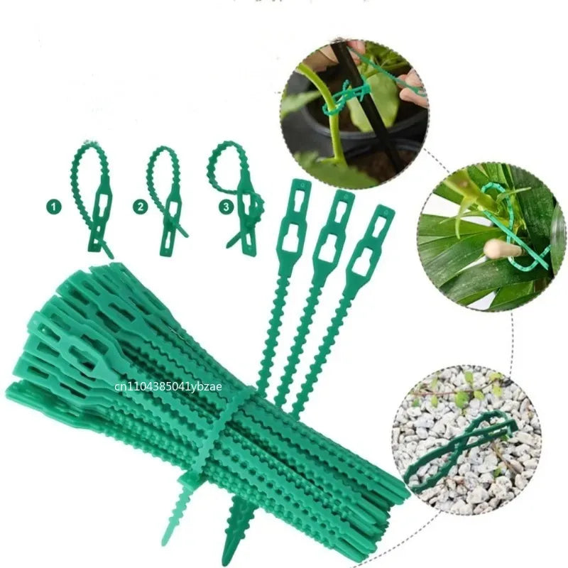 50–1000 Stück verstellbare Kunststoff-Pflanzenkabelbinder, wiederverwendbare Kabelbinder für Garten, Baumklettern, Unterstützung für Pflanzenreben, Tomaten-Stiel-Clip