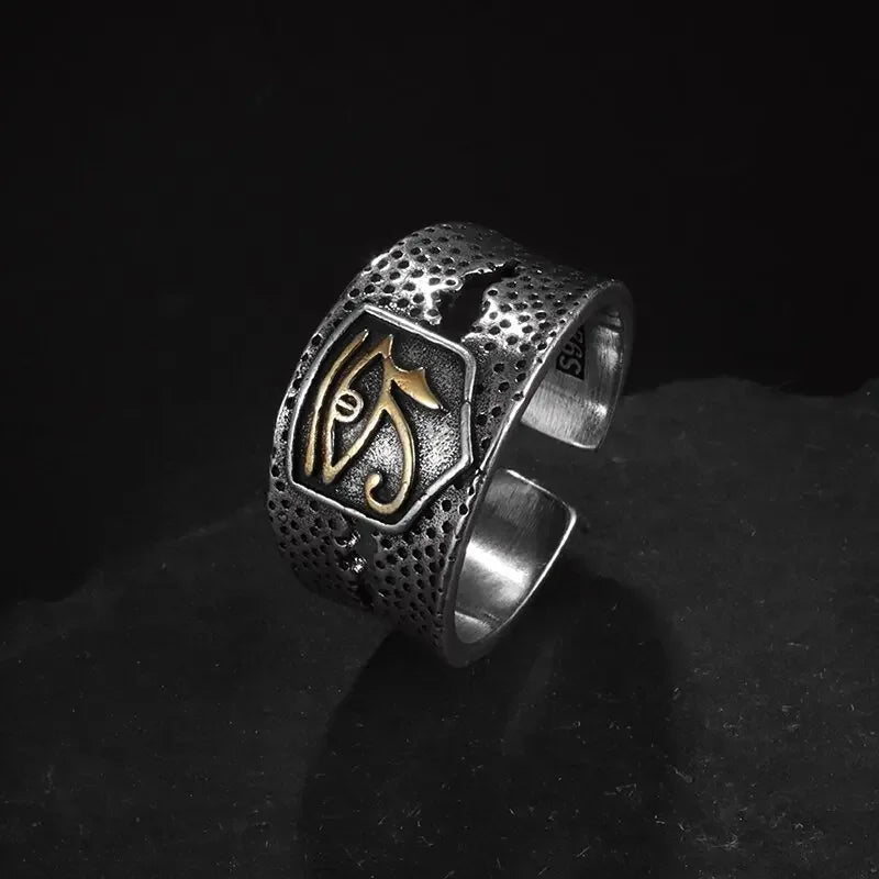 Retro Poseidon Kompass Ring versilbert Hexagramm Öffnung verstellbarer Ring Männer und Frauen Hip-Hop Trend Schmuck Geschenk