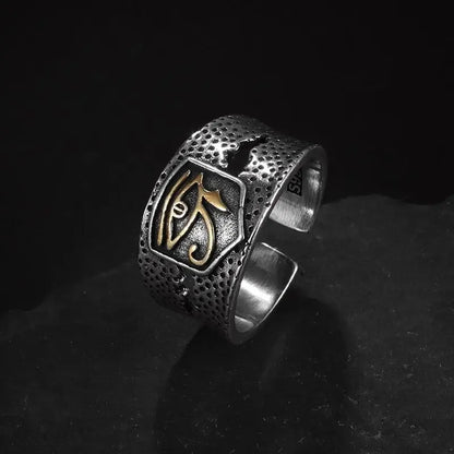 Retro Poseidon Kompass Ring versilbert Hexagramm Öffnung verstellbarer Ring Männer und Frauen Hip-Hop Trend Schmuck Geschenk