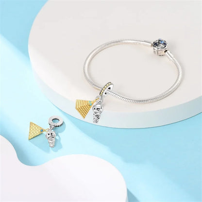 Charm-Anhänger aus 925er-Sterlingsilber, Wüstenpyramide, Kamel, Elefant, passend für Armbänder, Original-Charm für Frauen, DIY-Schmuckherstellung