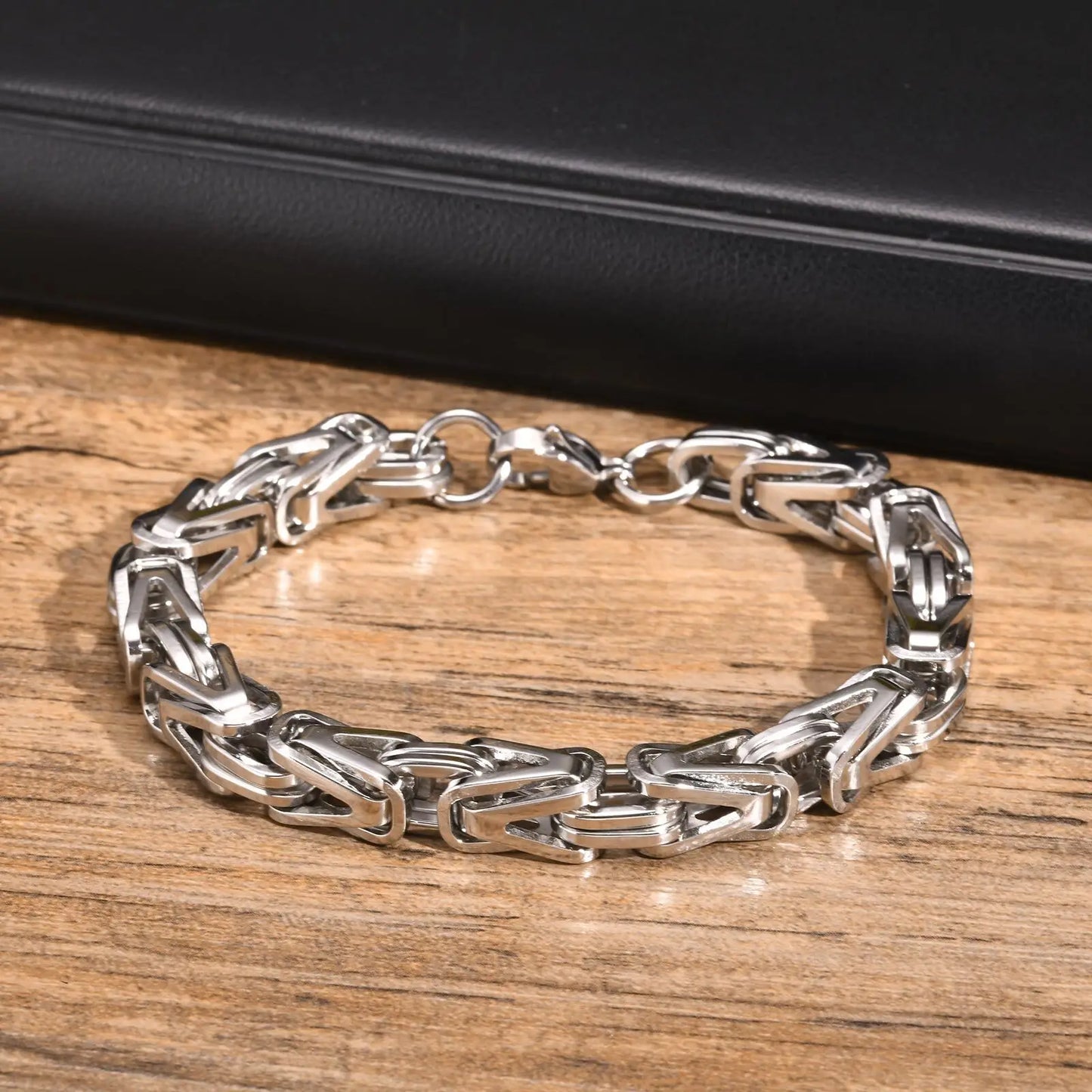 Klobige byzantinische Kettenarmbänder für Männer und Jungen, V-förmiges Edelstahl-Kettenglied-Armband, Vintage-Schmuck, Accessoires, Herrengeschenke
