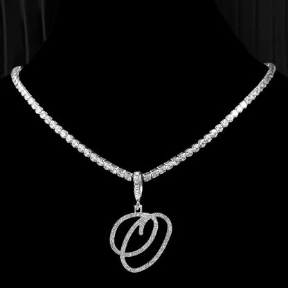 Neue Kursive Buchstaben Kubische Zirkonia Kette Initialen Namenskette Hip-Hop Schmuck Gold Silber Farbe CZ 26 Alphabet Anhänger Halsketten