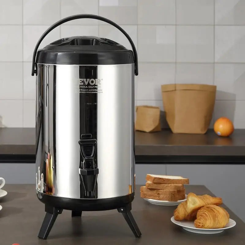 Heiß- und Kaltgetränkespender, Edelstahl-Heiß- und Kaltwasserbrunnen, großer Servierspender mit Zapfhahn. Tragbarer Isolierkrug für Kaffee, Wasser, Saft für Cafés, Bars