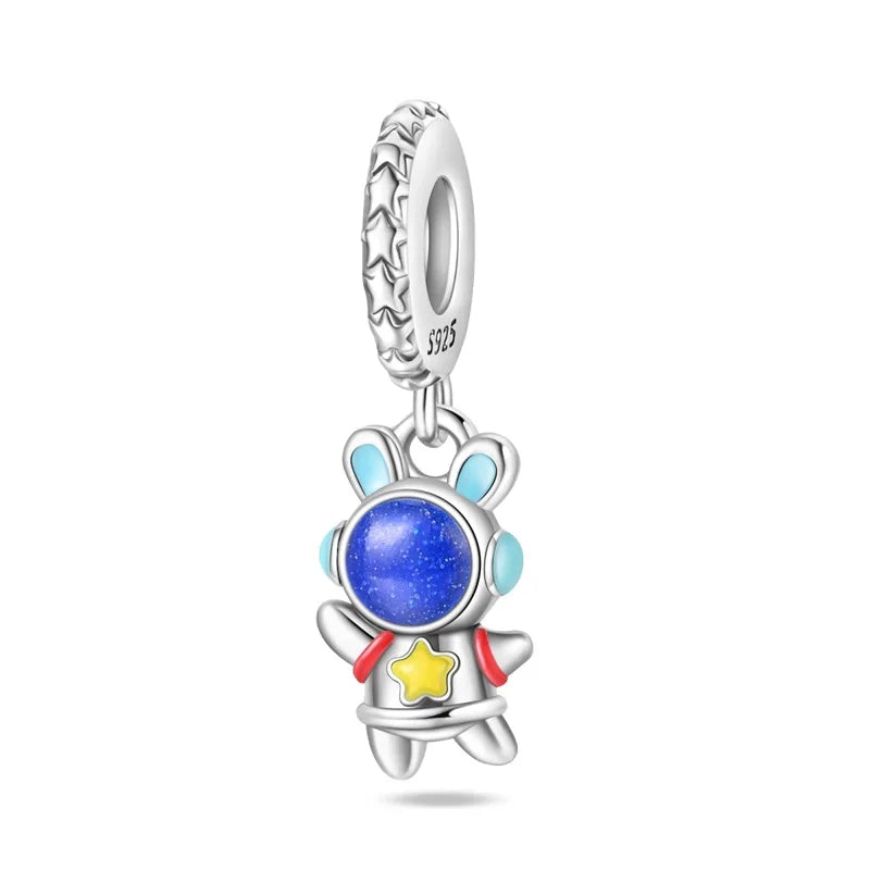 Heißer Verkauf 925er Sterlingsilber Raumschiff-Perlen und Kosmonauten-Anhänger, passend für exquisite Armbänder, schöne Schmuck-Accessoires, Geschenke