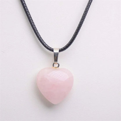 Natürliche Achate Türkise Rosa Quarz Herzform Anhänger Kristall Amethysten Heilung Edelstein Halskette Frauen Charme Männer Schmuck