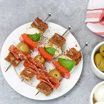 Cocktail-Picks-Set aus Edelstahl, wiederverwendbare Martini-Stäbchen aus Metall, lange Cocktail-Zahnstocher für Vorspeisen, 4,3 Zoll