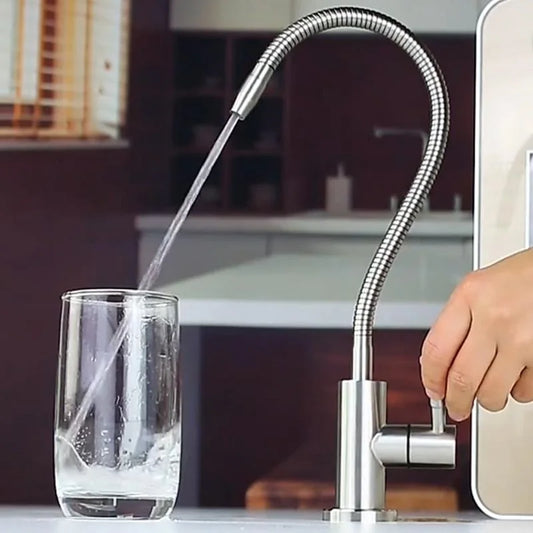 1/4 Zoll Küchenwasserfilterhahn, flexibler Trinkhahn, Wasserreiniger, Wasserhahn, Küchenarmatur aus Edelstahl 304