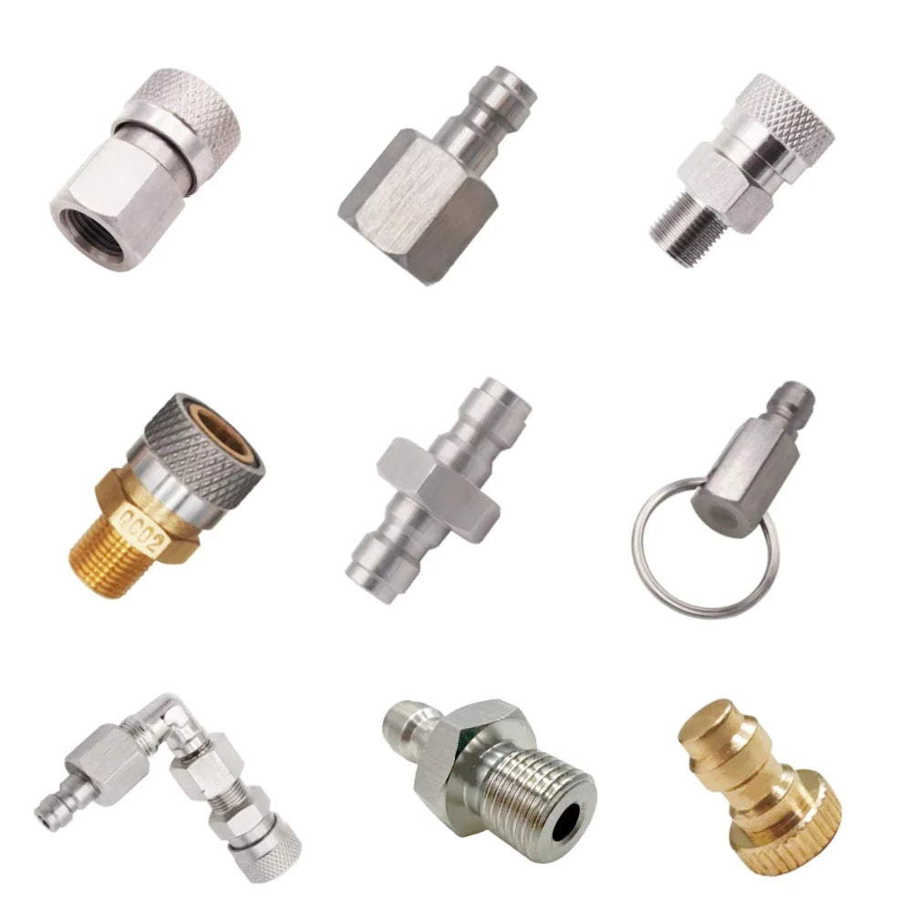 HPA GAS Foster Quick Disconnect AIR CO2 QC02 M10 NPT BSP G1/8" Füllnippel Stecker/Buchse Adapter Kopplerstecker 8mm