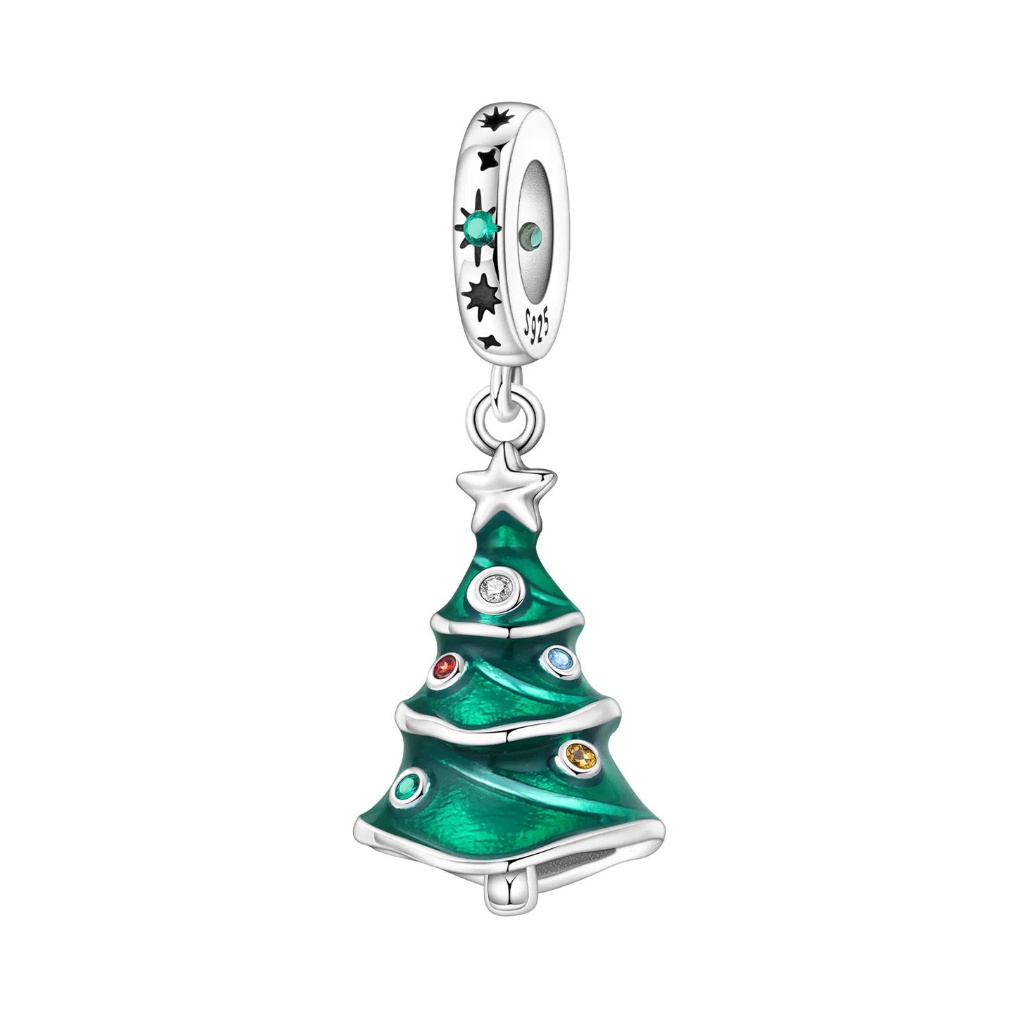 Frohe Weihnachten-Charm aus 925er-Sterlingsilber, Kiefernbaum, Weihnachtsmann, Schneehaus, passend für DIY-Armbänder, Halsketten, Urlaubs- und saisonale Geschenke
