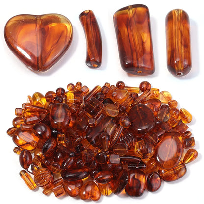 10–100 Stück quadratische Herzröhre, rund, bernsteinfarben, Acryl, lose Abstandshalter, Perlen für DIY-Schmuckherstellung, Armband, Anhänger, Zubehör