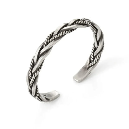 925 Sterling Silber Twisted Woven Armband Mann Frauen Neutral Retro Original Handgemachte Öffnung Armreif Mode Party Schmuck Geschenke