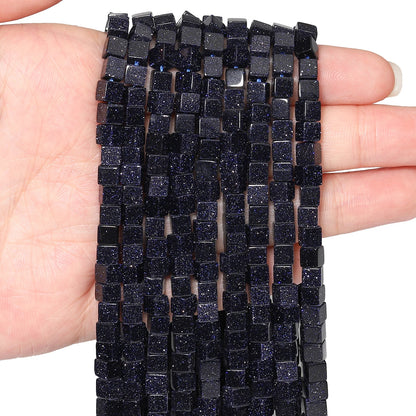 4 mm quadratische Würfelform-Perlen, natürlicher Lapislazuli, Amazonit, lila Achat-Steinperlen für Schmuckherstellung, DIY-Armband-Zubehör