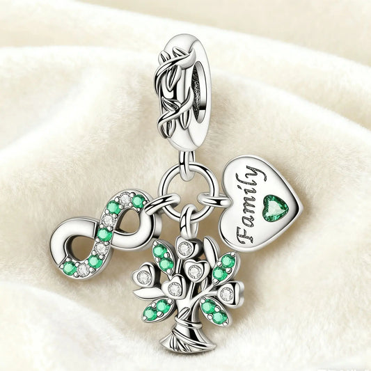 Original-Charm aus 925er Silber, Baum des Lebens, Familienanhänger, passend für Armbänder, Halsketten, DIY-Modeschmuck