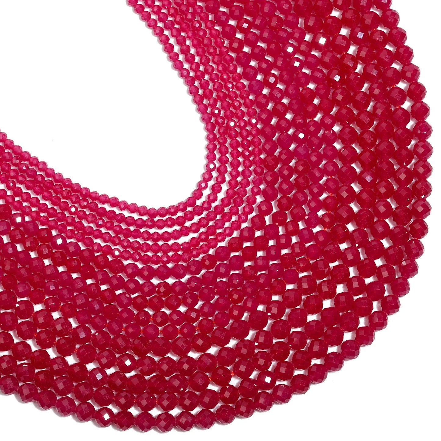 Natürliche Rubin-Korund-Perlen, facettiert, 2, 3, 4 mm, rund, lose Distanzperlen für Schmuckherstellung, DIY, schmales Armband-Zubehör
