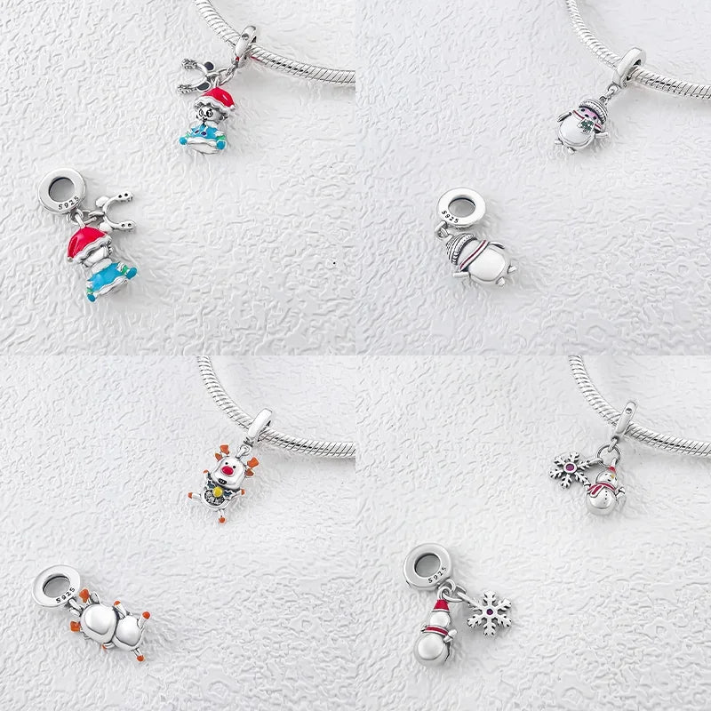 925 Silber Neue Weihnachten Weihnachtsmann Elch Schneemann Charms Perlen Fit Original Armbänder Party Geschenk DIY Schmuck für Frauen