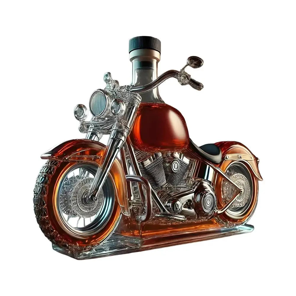 Neuer lustiger Dekanter für Motorrad-Whisky-Glas, einzigartiger, lustiger Vintage-Kreativ-Dekanter für Wein-, Bar- und Esszimmer- und Motorradliebhaber
