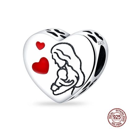 Charms aus 925er-Sterlingsilber, romantische Herz-Serie, Perlen, passend für Qikaola 925 Original-Armbänder, DIY-Schmuck zum Muttertag, Geschenke