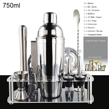 12 Stück Schwarz/Roségold/Silber 800/750/600 ml Boston Shaker Barkeeper Kit Cocktail Shaker Set Bar Werkzeuge Ständer Cocktail Rezept