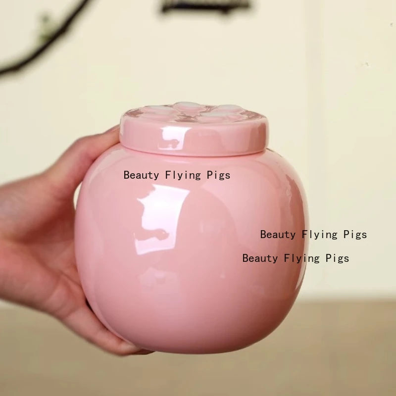 1 Piece Pink Ceramic Urn with Claw Print for Ashes, Small Cat and Dog Ceramic Ash Storage Jar, Pink Pet Hair Jar, Pet Funeral Supplies