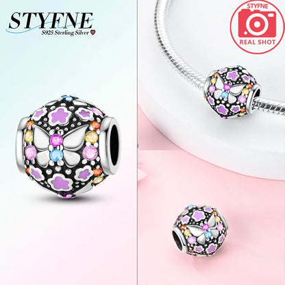 925 Silber Farbe Romantische Retro Herzförmige Blume Wächter Schmetterling Amulett Fit Original Armband DIY Schmuck Geschenk
