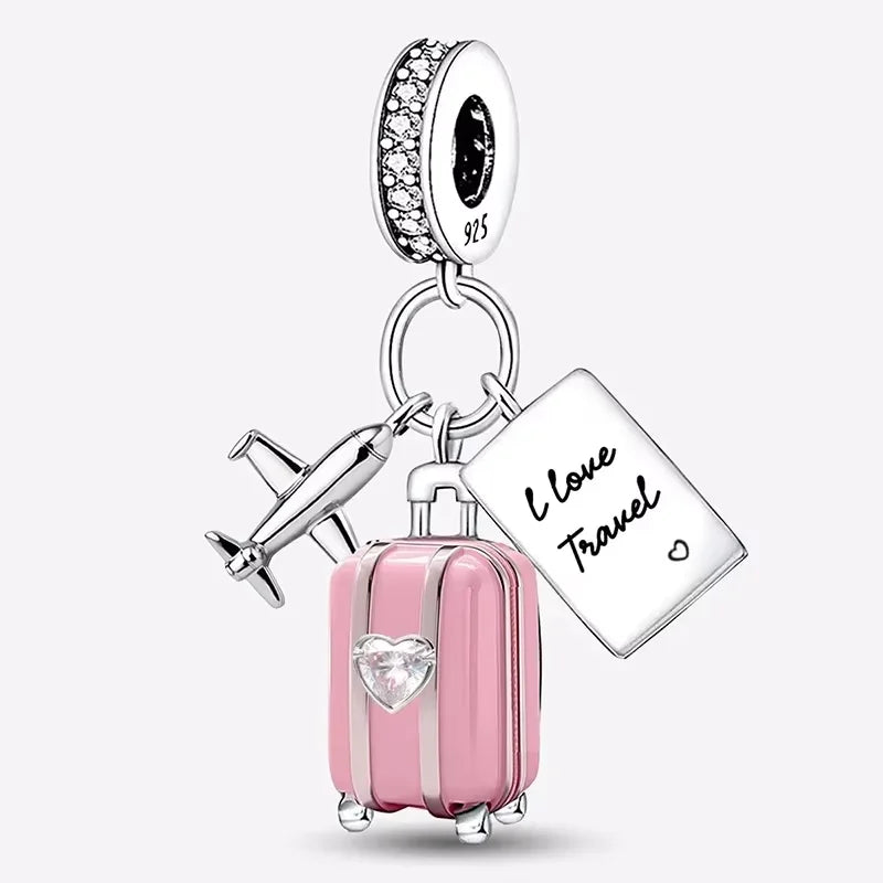 925 Sterling Silber Romantische Zirkon Rot Liebe Herz Charms Perlen Fit Original Pan Armband Armreifen DIY Edlen Schmuck Für Frauen